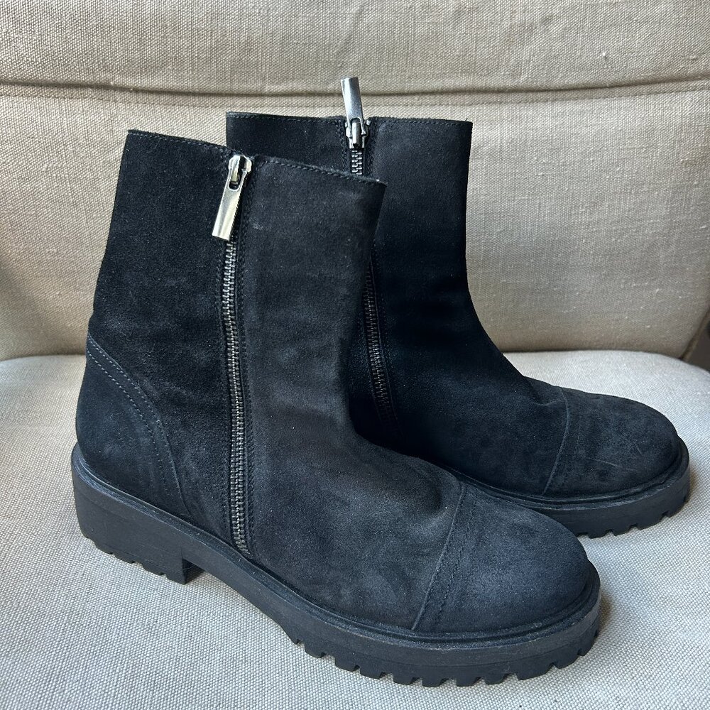 Suede Double Zip combat boots